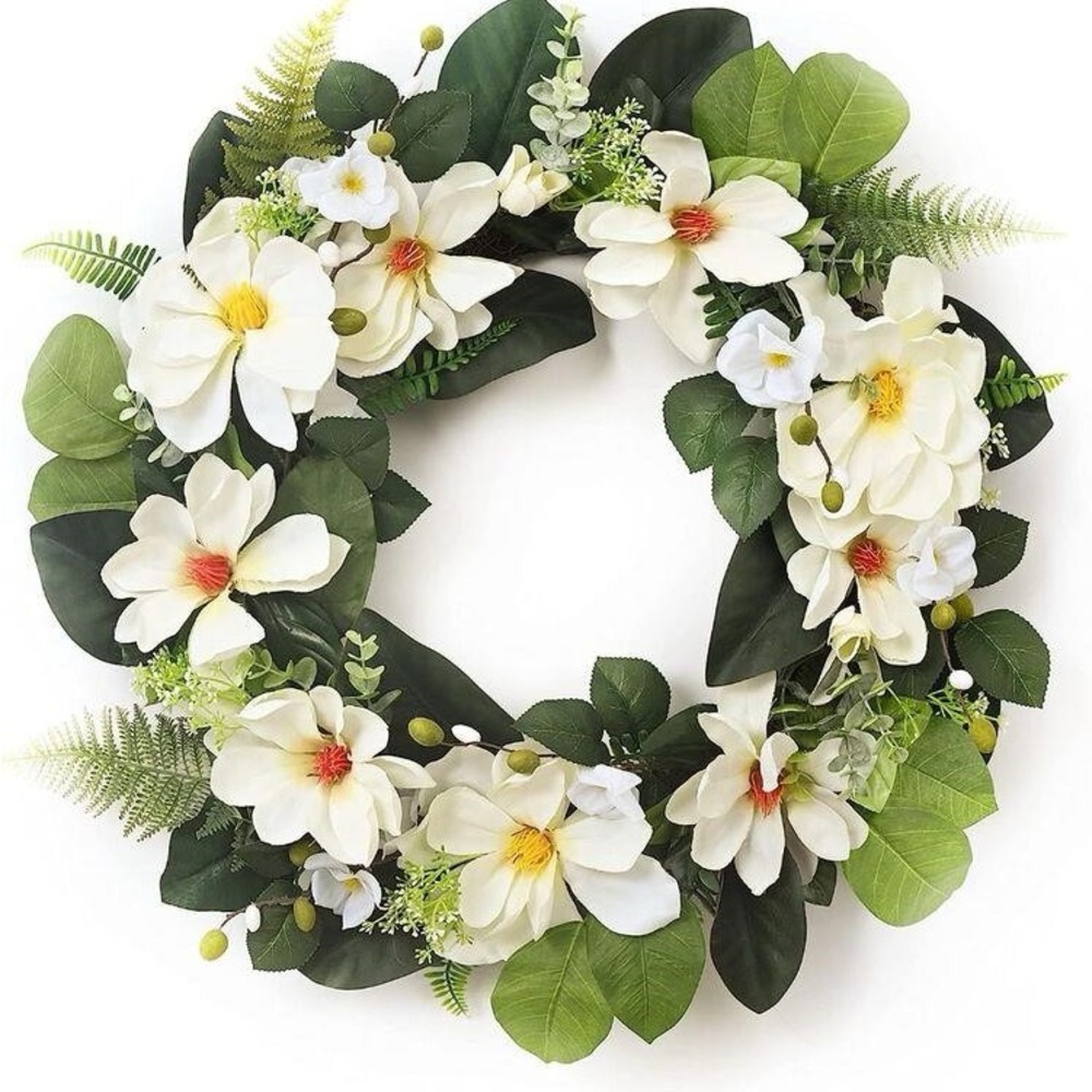 Valery Madelyn 22 Inch Magnolia Fall Wreath for Front Door
